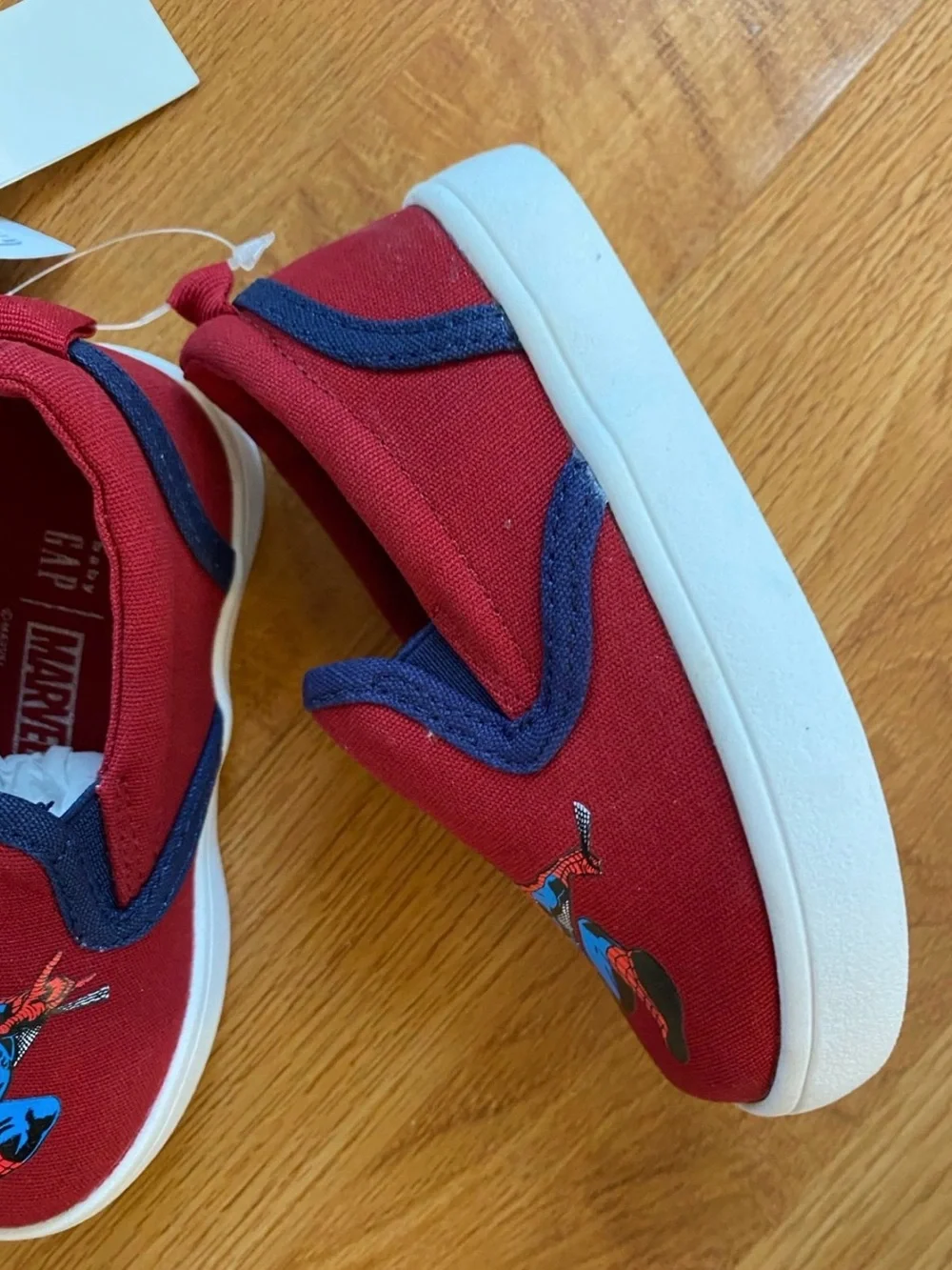 New boys Sz 6 toddler GAP Kids Red and Navy Spider-Man Slip-On shoes